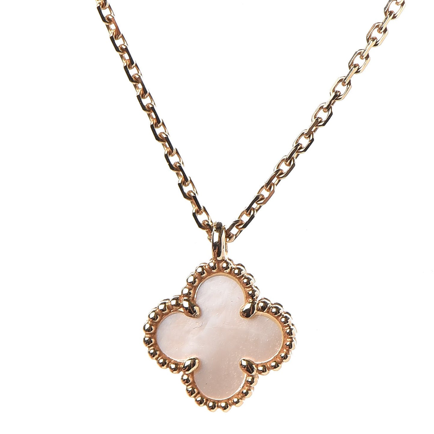 18K Yellow Gold Mother of Pearl Sweet Alhambra Pendant Necklace