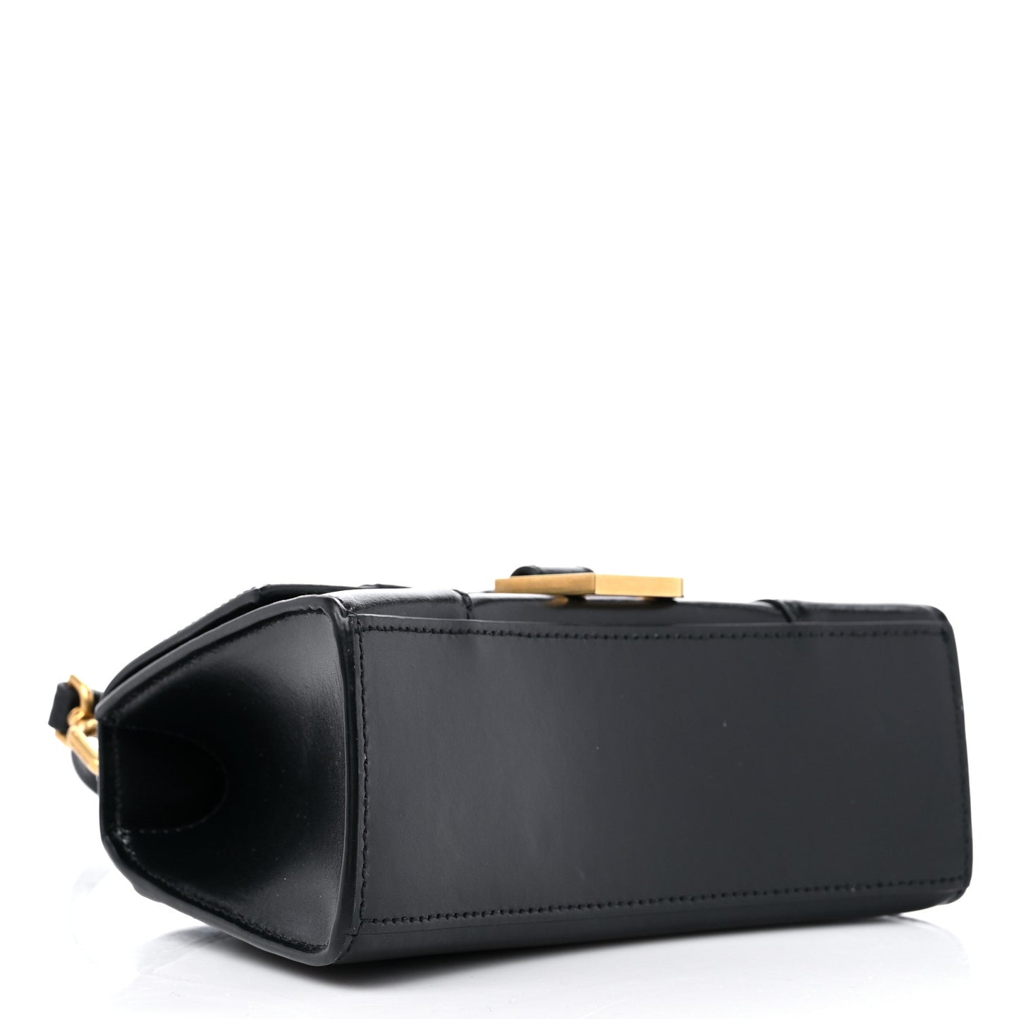 Shiny Box Calfskin Hourglass Top Handle Bag XS Black