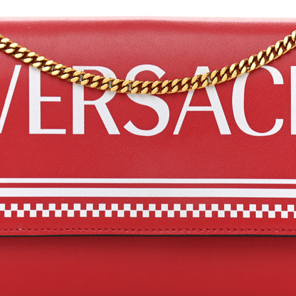 Versace Calfskin 90's Vintage Logo Chain Evening Bag Red 10 of 13