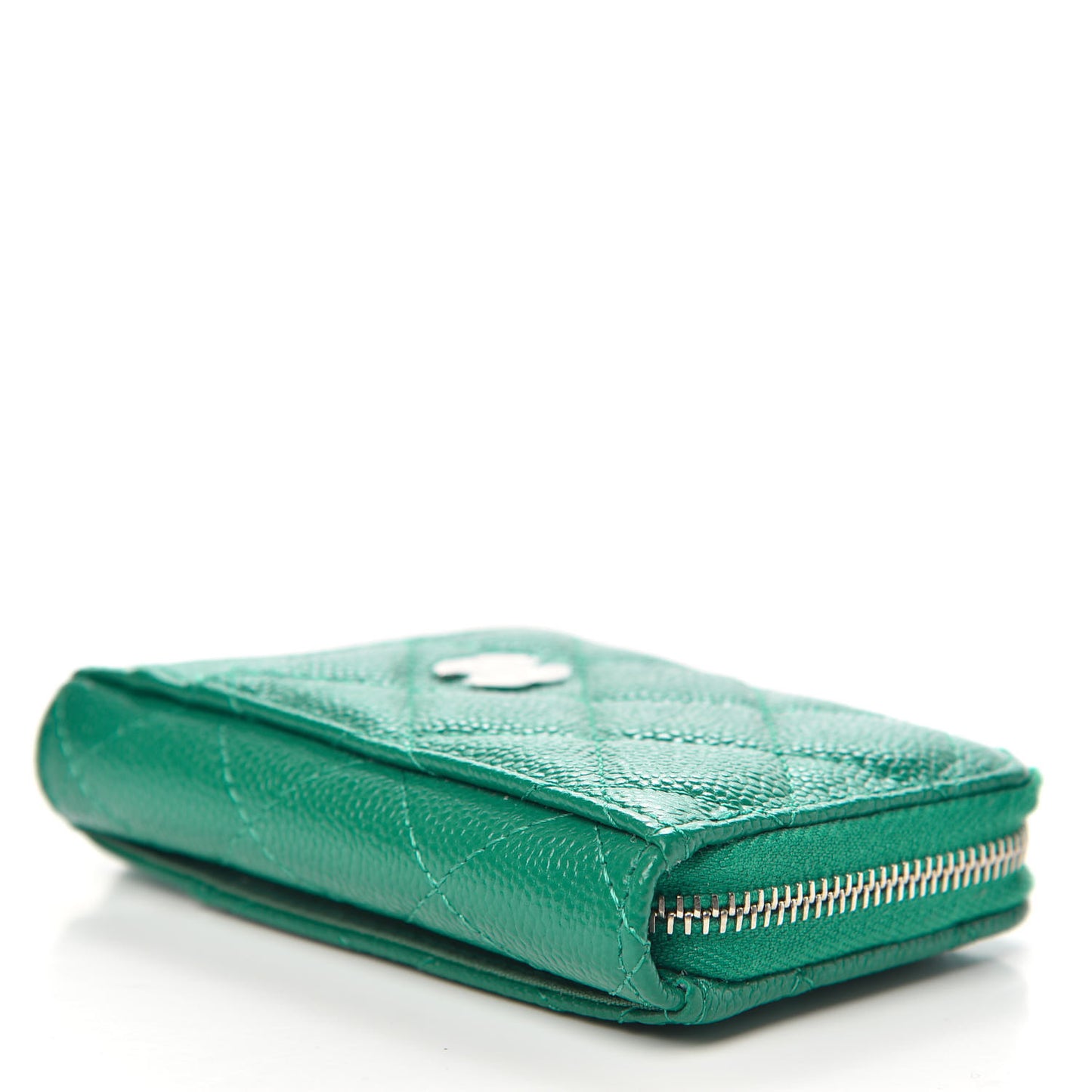 Caviar Quilted Zip Card Holder Green