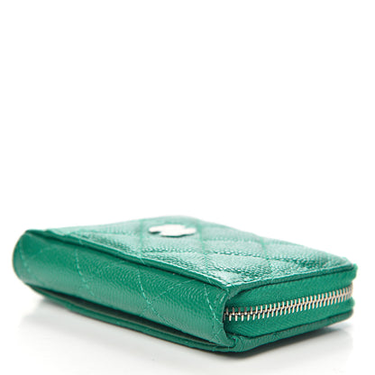 Chanel Caviar Quilted Zip Card Holder Green 3 of 7