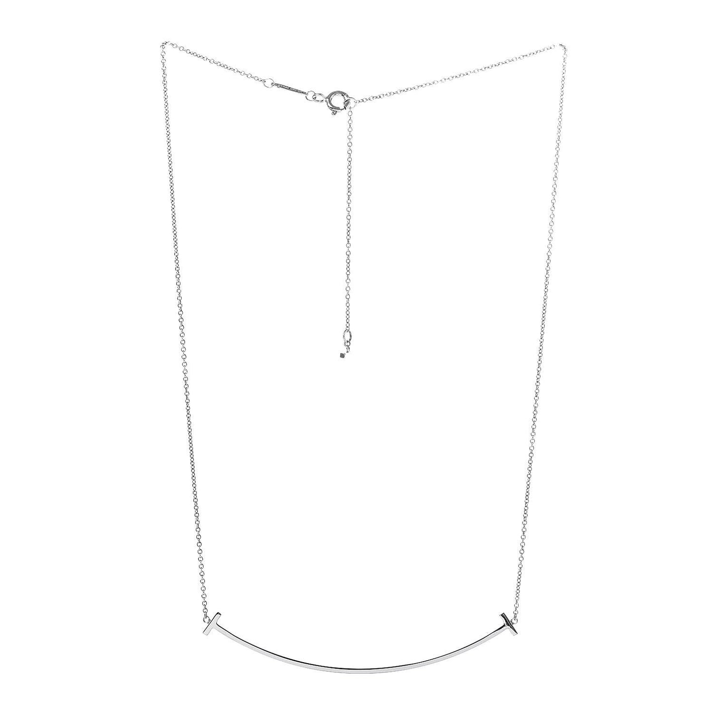 Sterling Silver Large T Smile Pendant Necklace