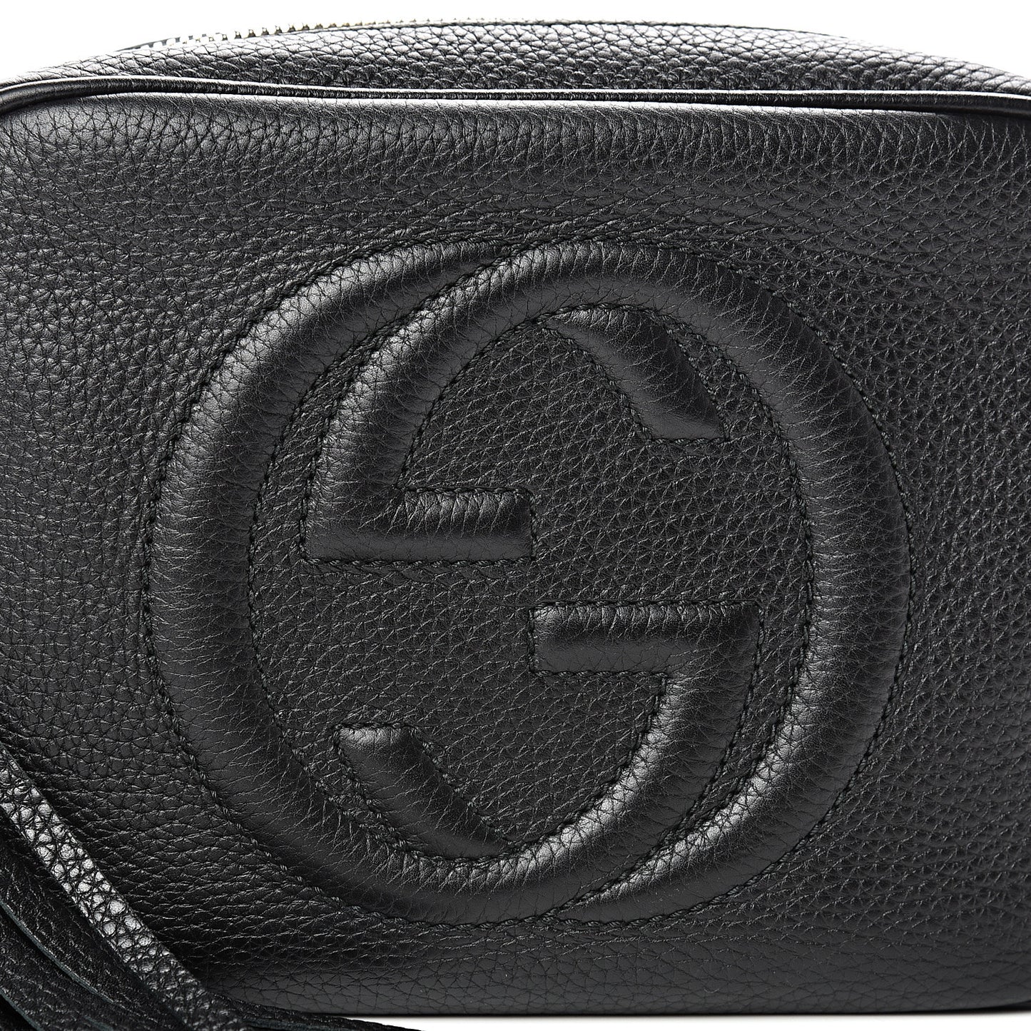 Pebbled Calfskin Small Soho Disco Bag Black