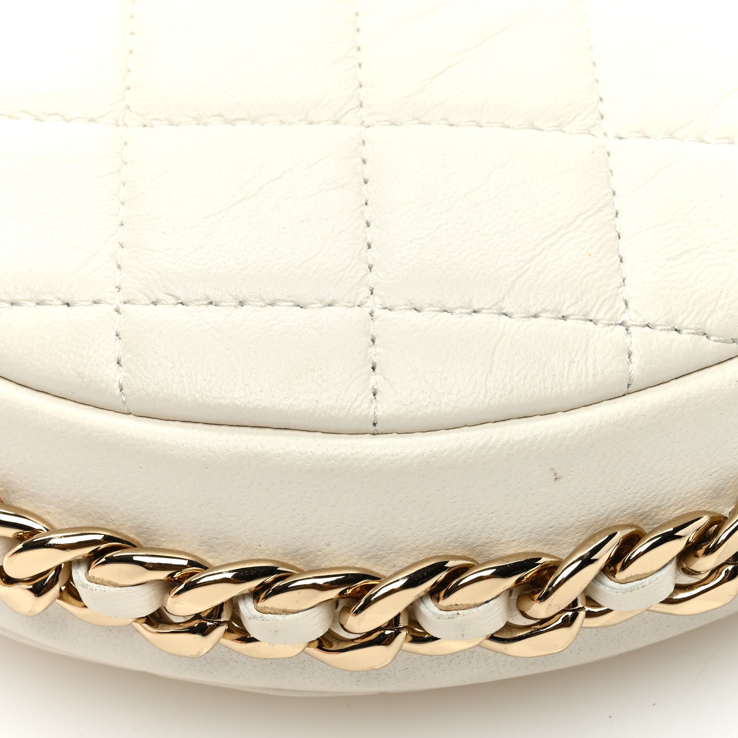 Chanel Lambskin Quilted Chain Around Pouch White 10 of 13