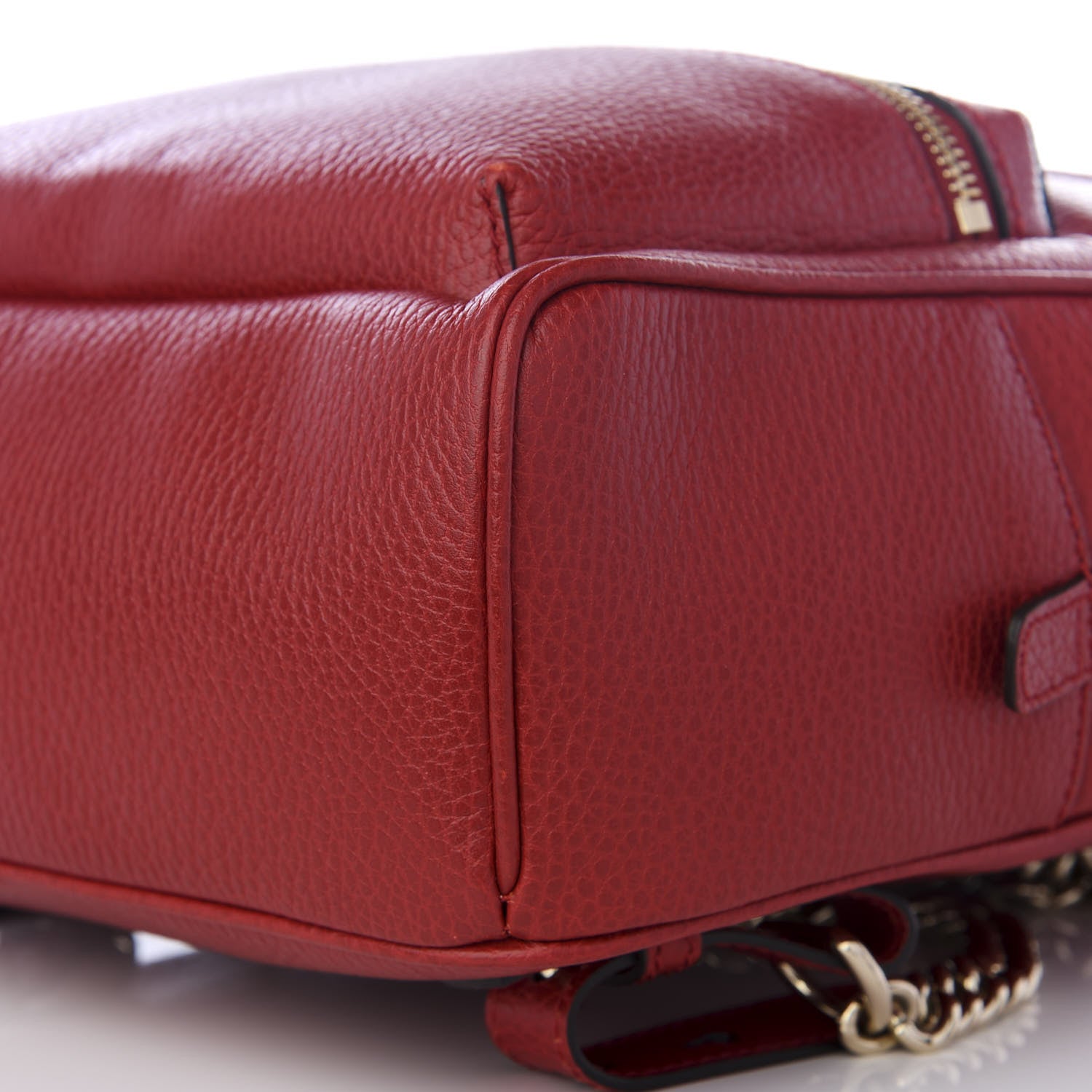 Gucci Pebbled Calfskin Soho Chain Backpack Hibiscus Red 6 of 8