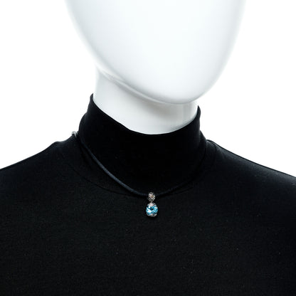 John Hardy Sterling Silver 18K Yellow Gold Blue Topaz Silk Batu Sari Pendant Necklace 2 of 6