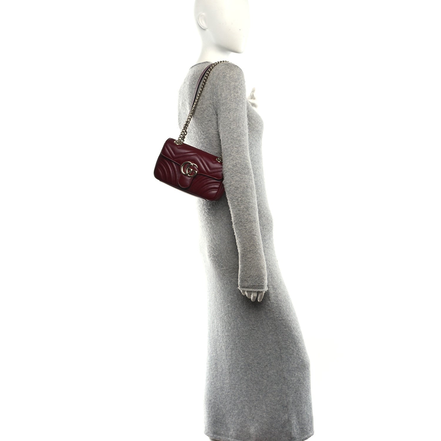 Gucci Calfskin Matelasse Mini GG Marmont Shoulder Bag Rosso Ancora 2 of 11