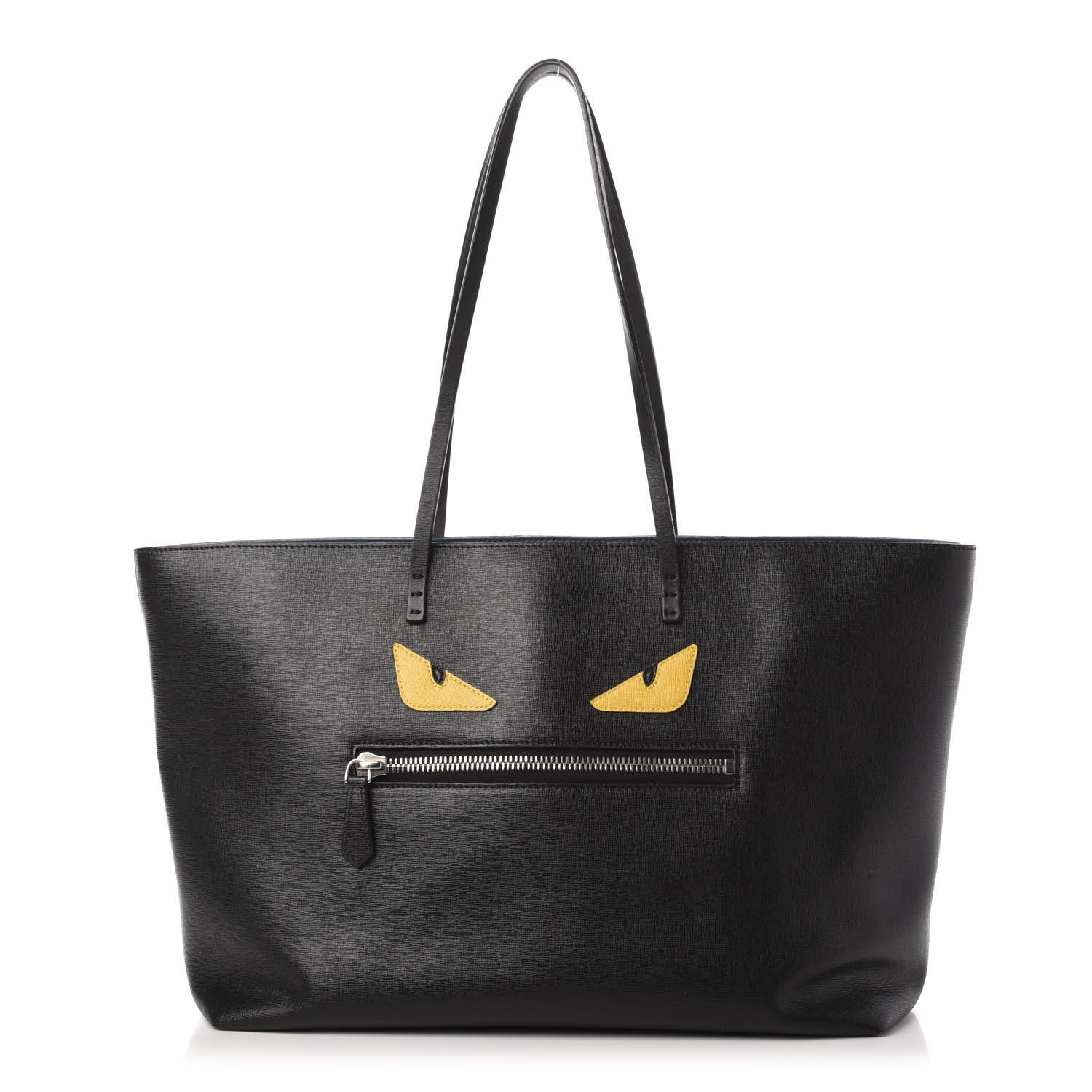 Fendi Vitello Elite Cuoio Monster Buggies Medium Roll Tote Black Multicolor Blue Cobalto 1 of 15