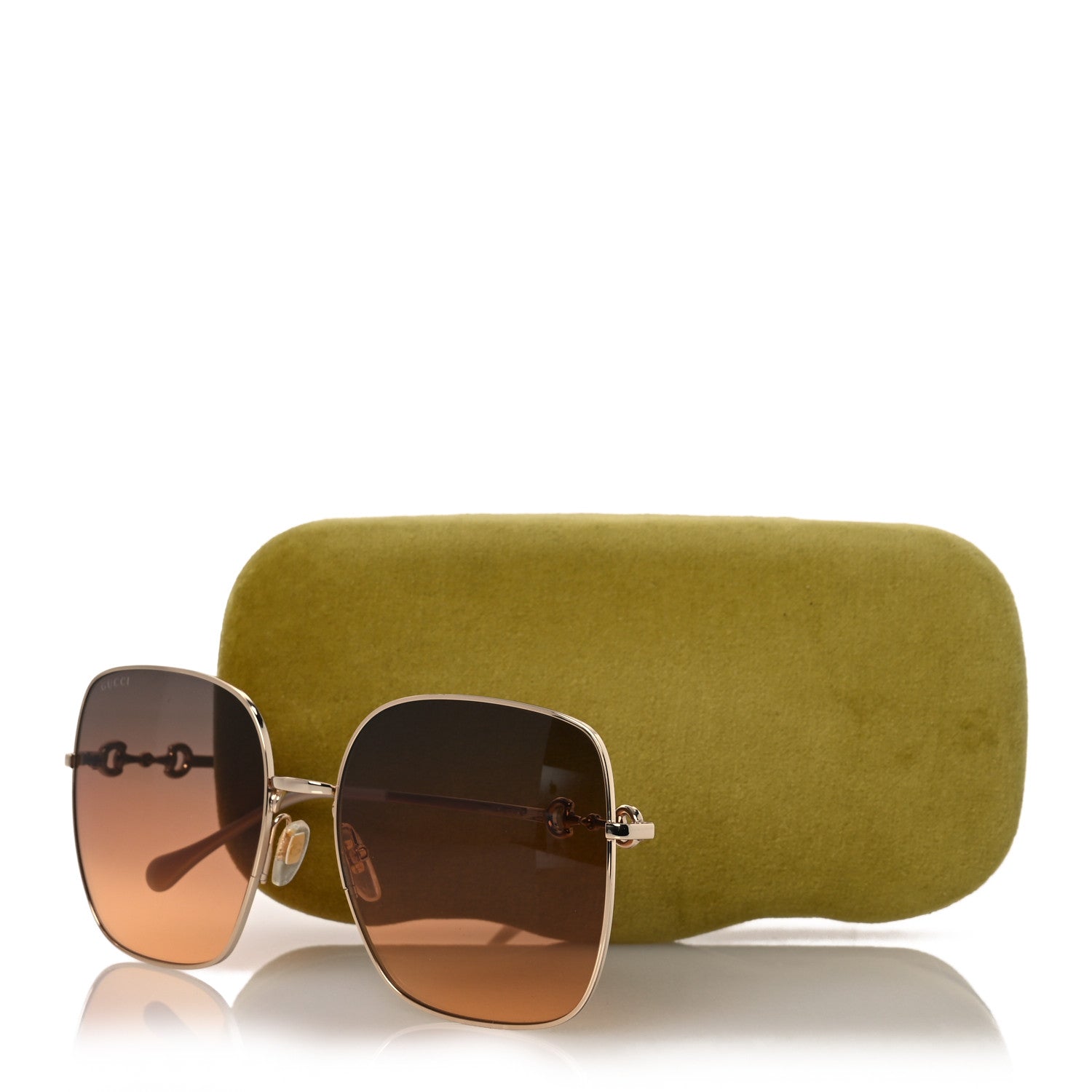 Gucci Metal Horsebit Square Frame Sunglasses GG0879S Gold 8 of 8
