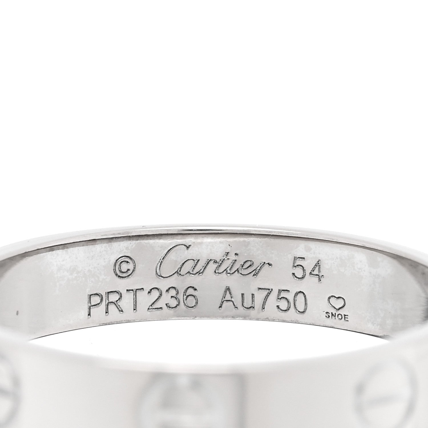 Cartier 18K White Gold 3.5mm LOVE Wedding Band Ring 54 6.75 4 of 5