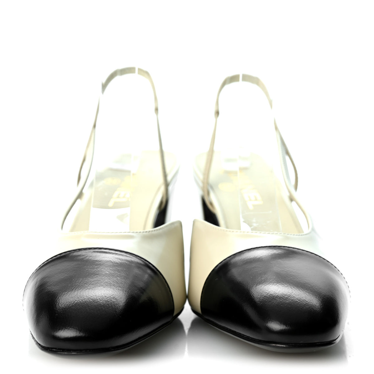 Lambskin Cap Toe CC Slingback Pumps 41 White Black