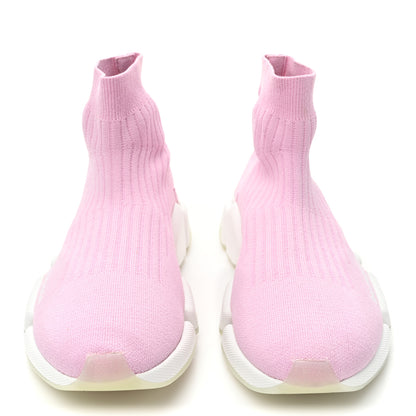 Balenciaga Ribbed Knit Womens Speed 2.0 Transparent Sole Sneakers 39 Pink White 2 of 9