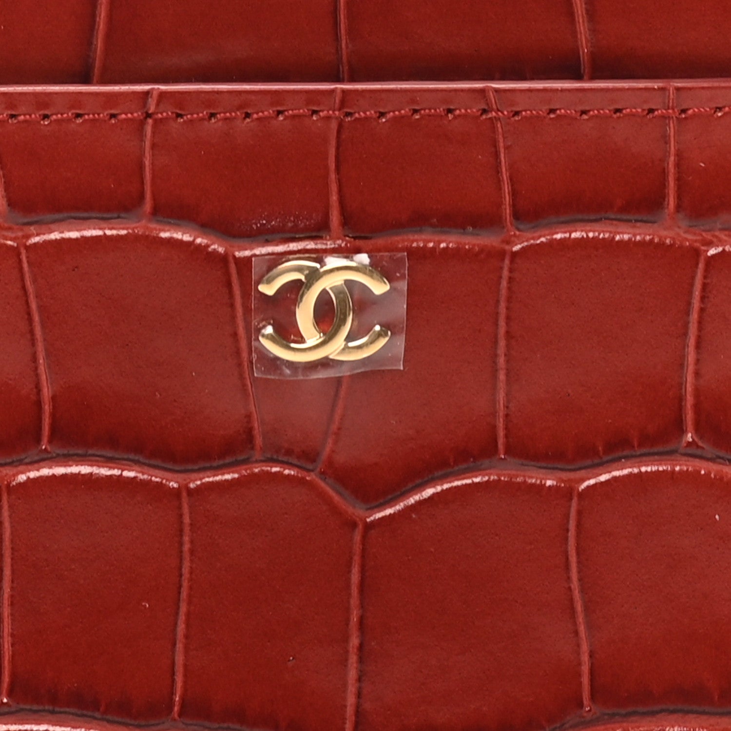 Chanel Calfskin Crocodile Embossed Crococo Card Holder Burgundy 9 of 10