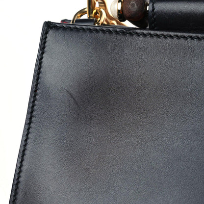 Gucci Nappa Bamboo Web Mini Nymphaea Top Handle Bag Black 17 of 21