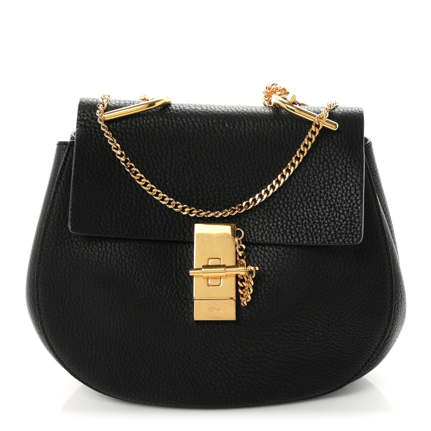 Grained Lambskin Drew Shoulder Bag Black