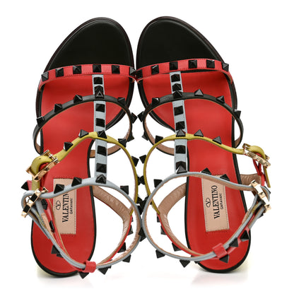 Valentino Garavani Calfskin Rockstud 90mm City Sandals 39 Coral Sky Army 2 of 10