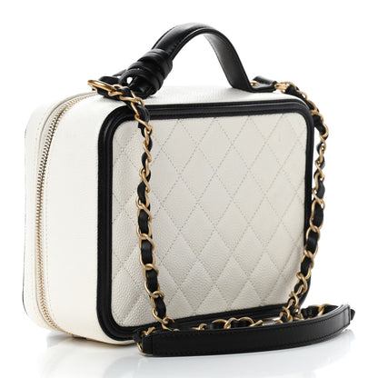 Chanel Caviar Quilted Medium CC Filigree Vanity Case White Black 4 of 23