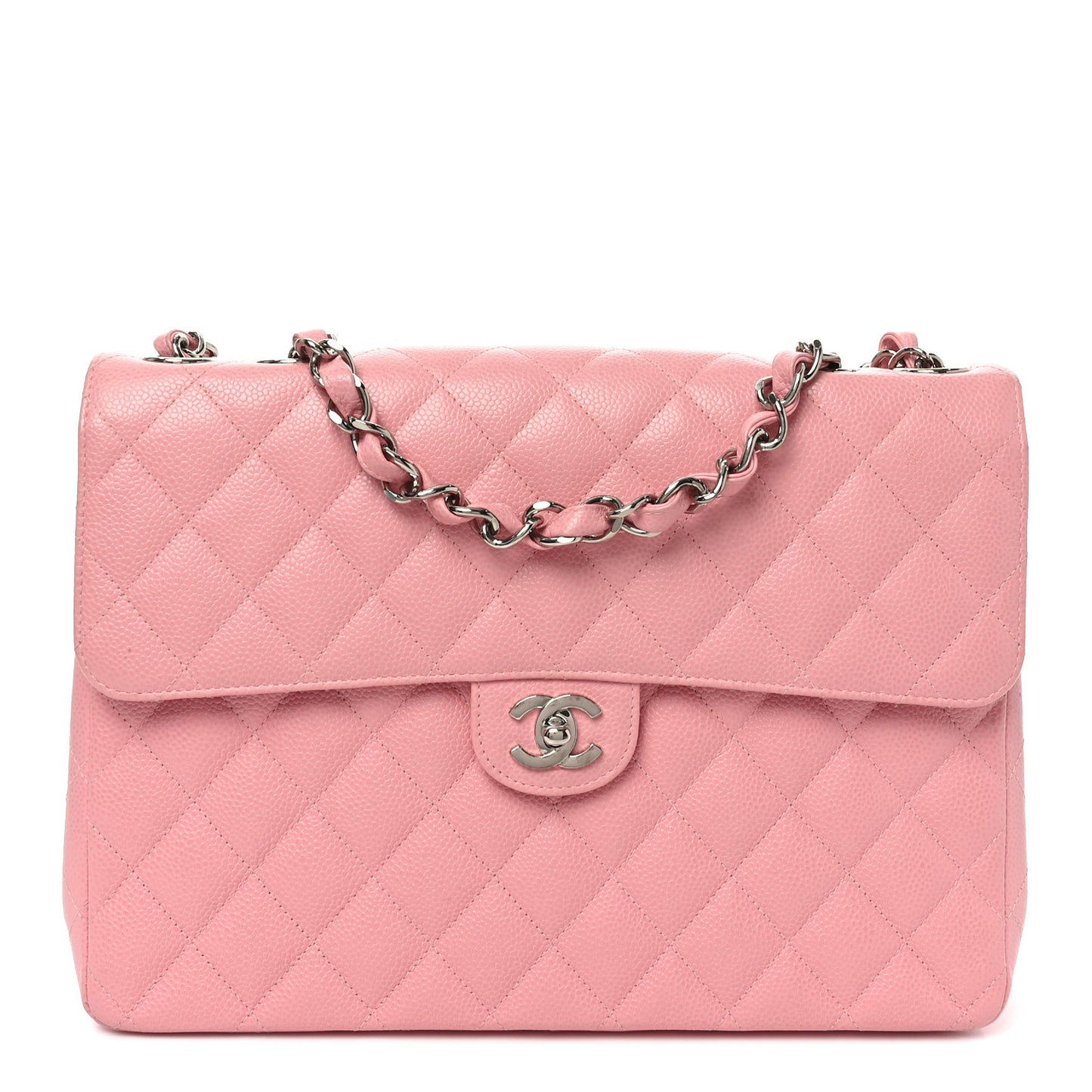 Caviar Quilted Jumbo Single Flap Pink