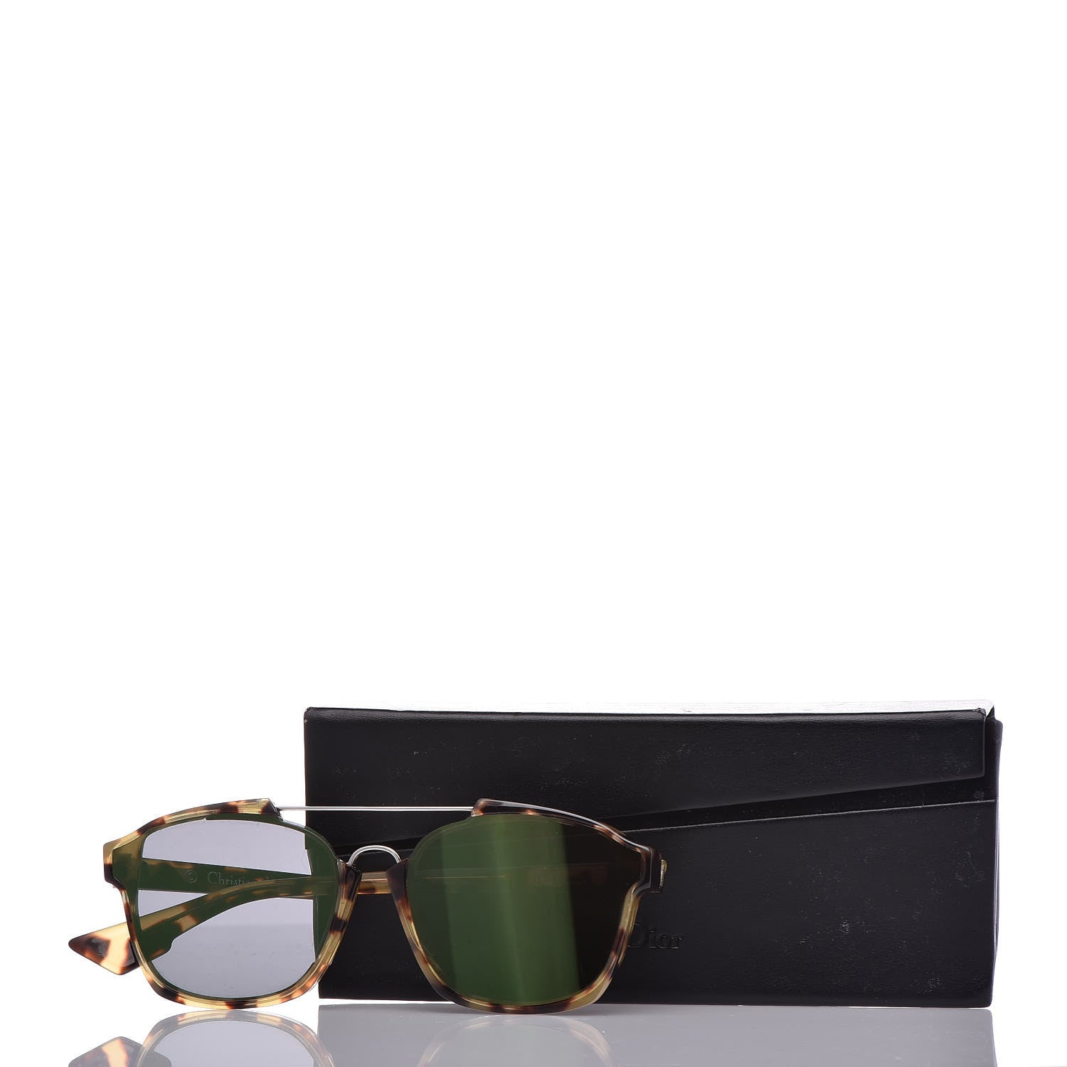 Christian Dior Abstract Square Mirrored Sunglasses Spotted Havana Green 9 of 9