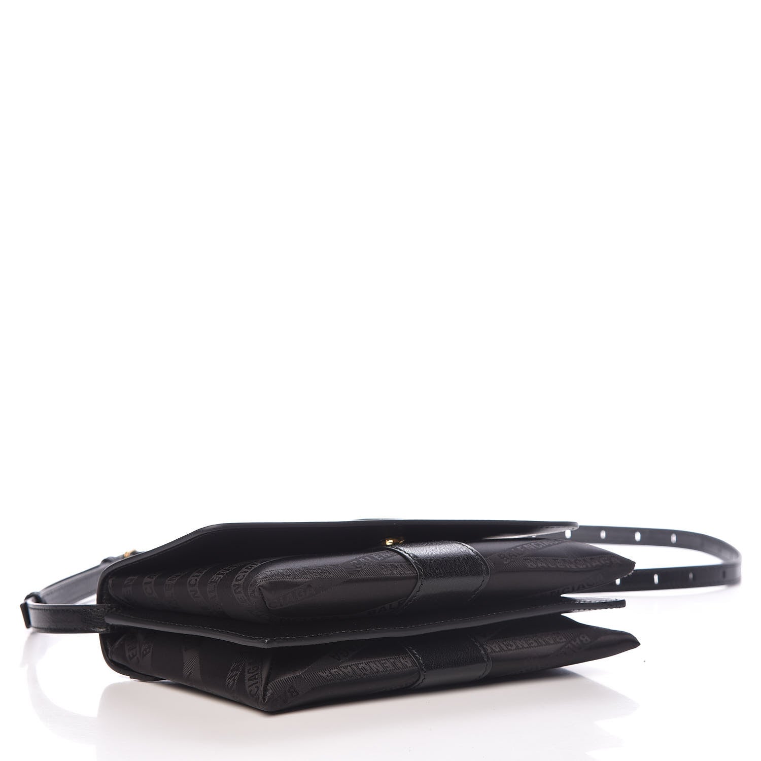 Balenciaga Jacquard Nylon Calfskin Shift Wallet On Strap Black 4 of 10