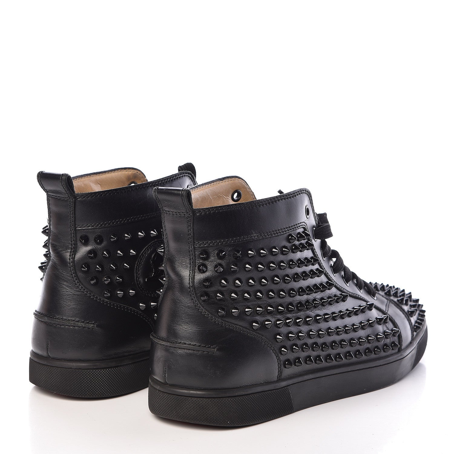 Christian Louboutin Calfskin Mens Louis Spikes Flat Sneakers 45 Black 4 of 13