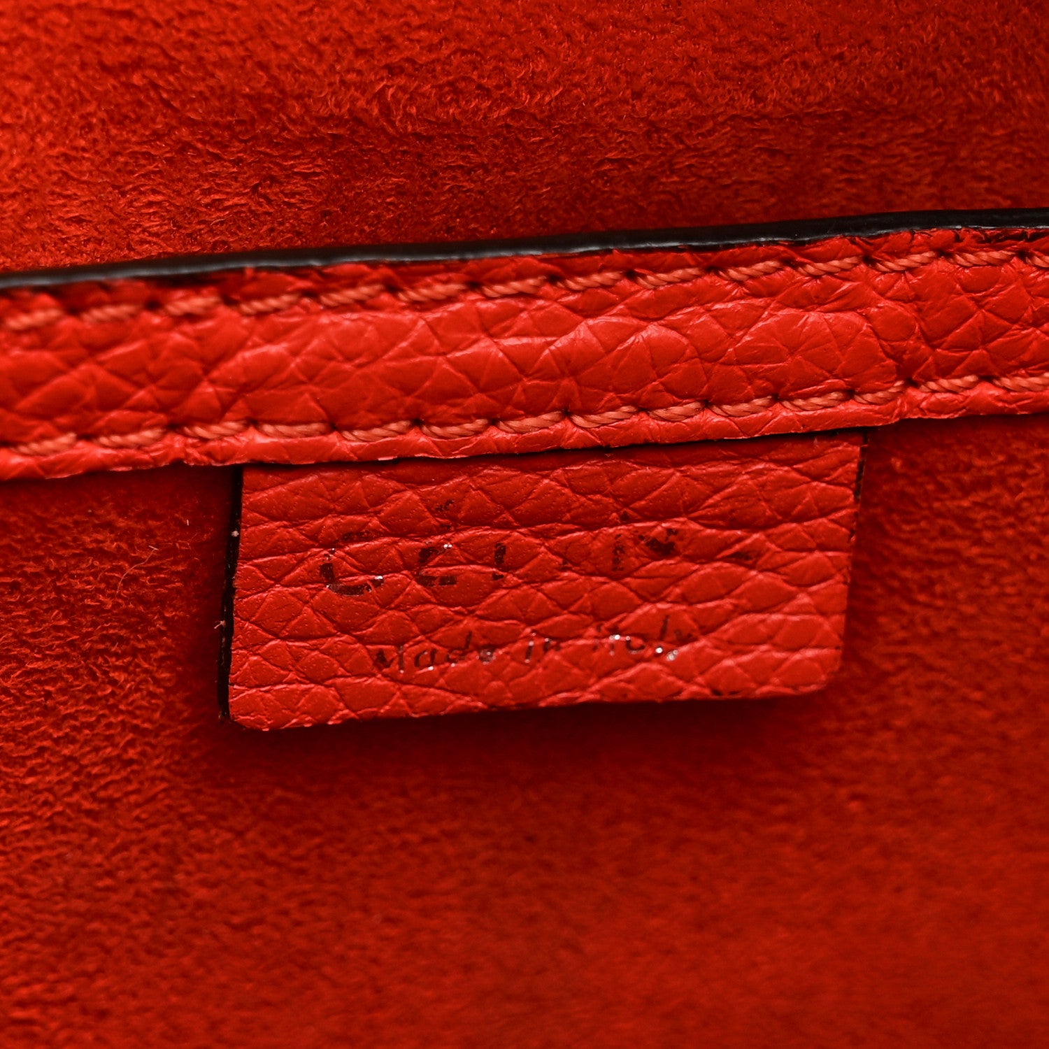 Celine Drummed Calfskin Nano Luggage Vermillion 6 of 13