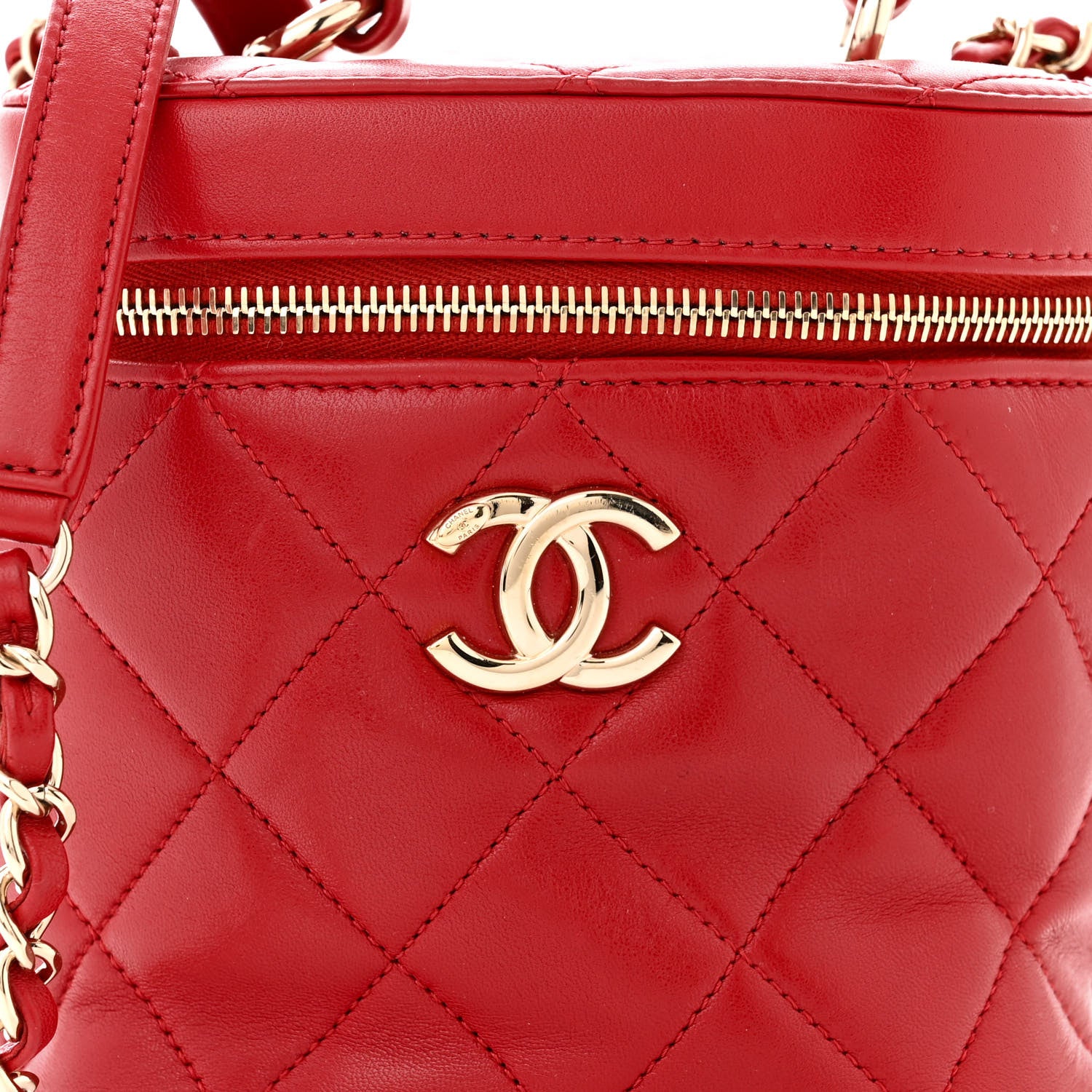 Chanel Lambskin Quilted Trendy Vanity Case Red 8 of 11
