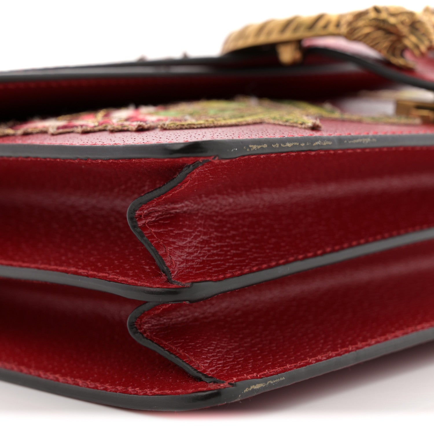 Gucci Calfskin Web Floral Embroidered Small Dionysus Shoulder Bag Hibiscus Red 9 of 11