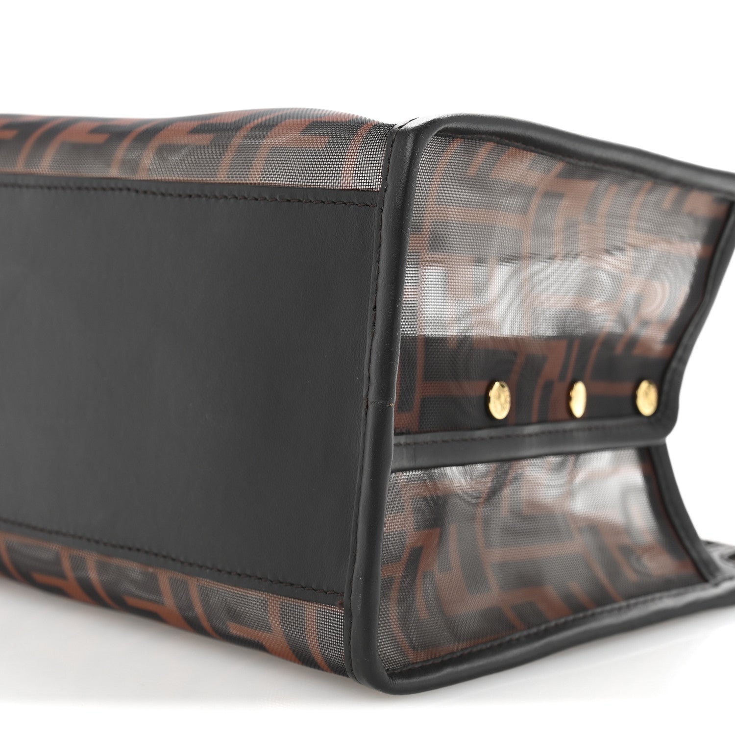 Fendi Mesh Vitello Century FF 1974 Mini Peekaboo Defender Cover Marrone Black Ebano 11 of 12