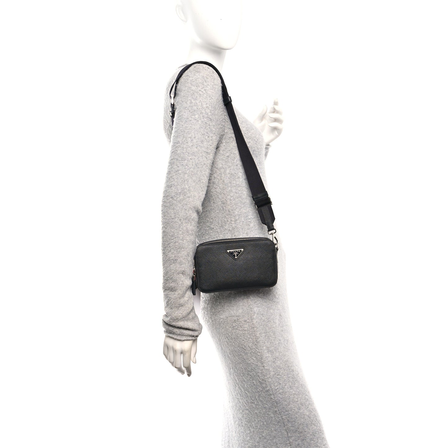 Saffiano Travel Small Brique Crossbody Bag Black