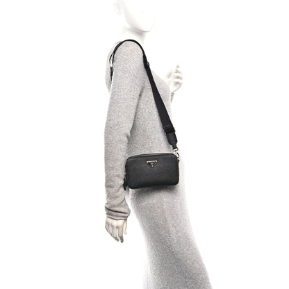 Prada Saffiano Travel Small Brique Crossbody Bag Black 2 of 10