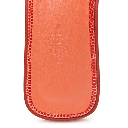 Hermes Lizard Oran Sandals 37 Rouge Coccinel 5 of 10