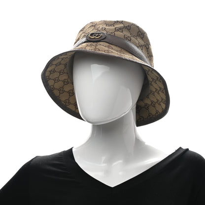 Gucci Monogram Textured Dollar Calfskin GG Jago Bucket Hat XL Cacao Beige 2 of 9