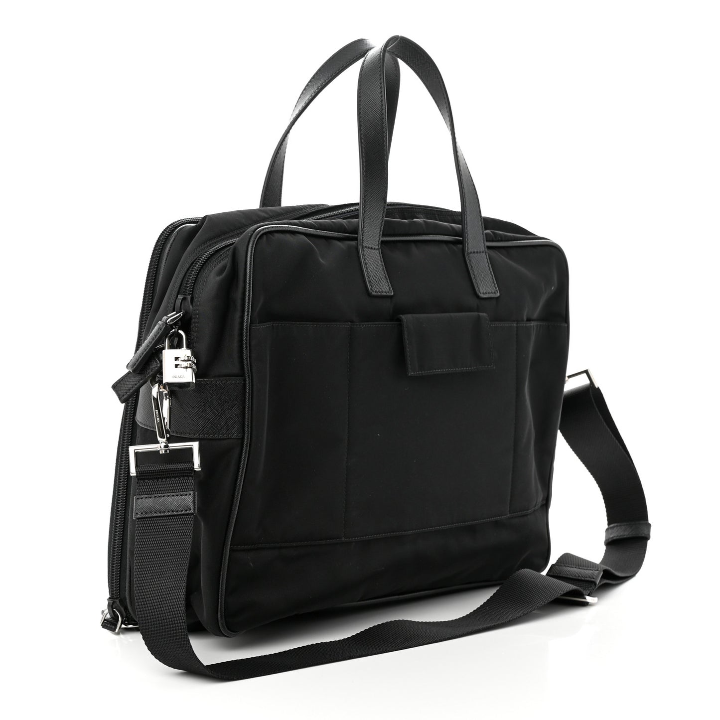 Tessuto Nylon Saffiano Briefcase Black