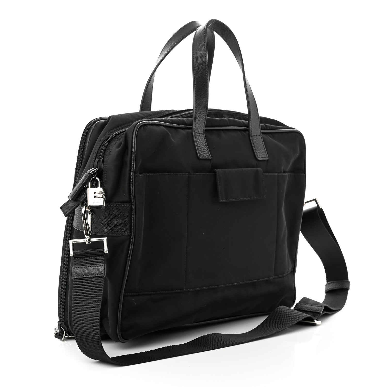 Prada Tessuto Nylon Saffiano Briefcase Black 3 of 12