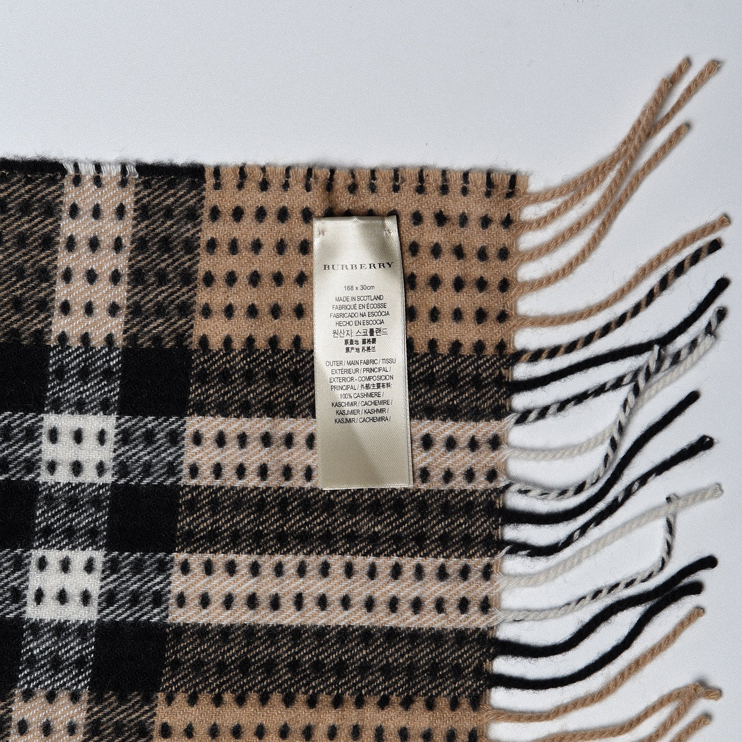 Burberry Cashmere Military Stitch Giant Check Scarf Camel 4 of 5