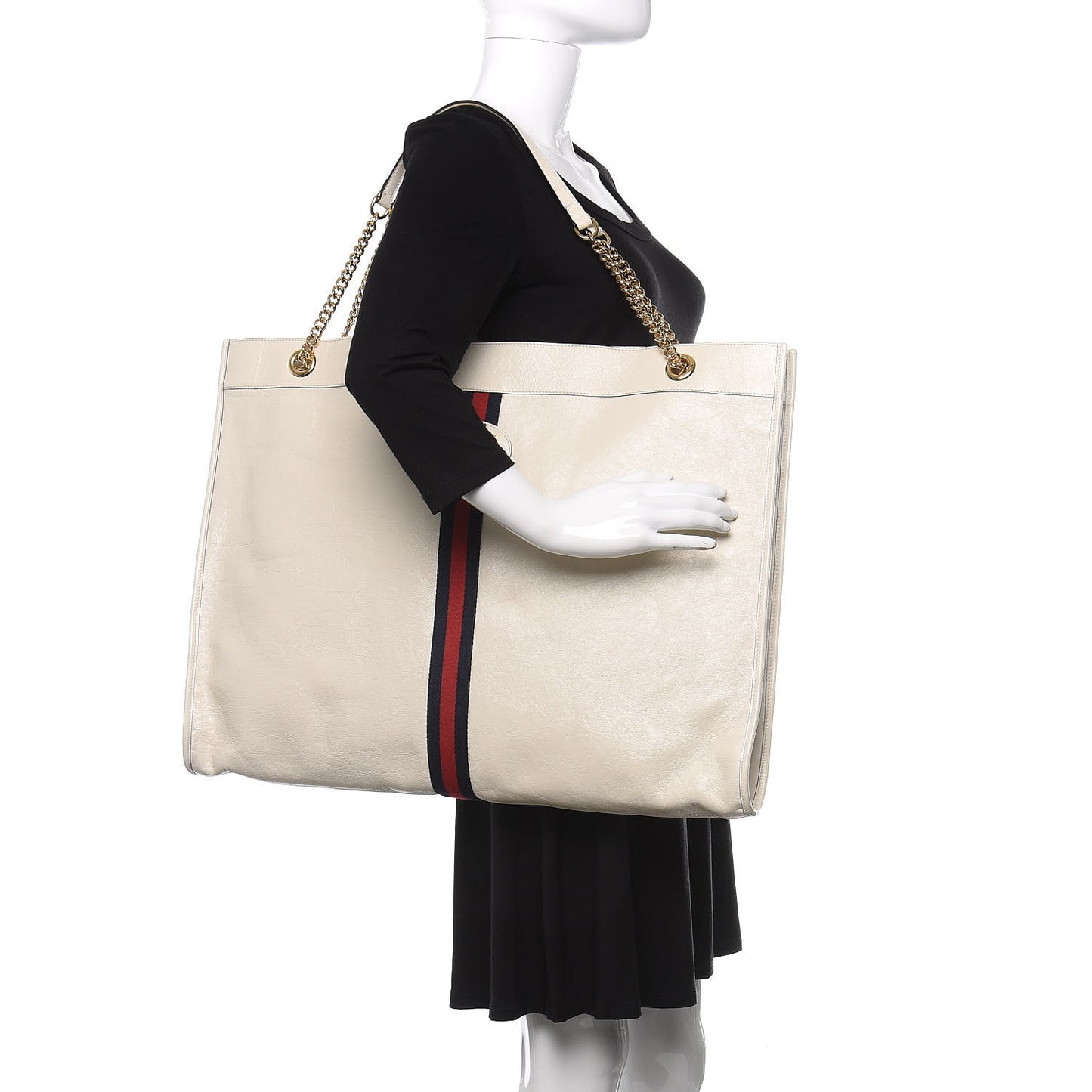 Calfskin Maxi Rajah Chain Tote White