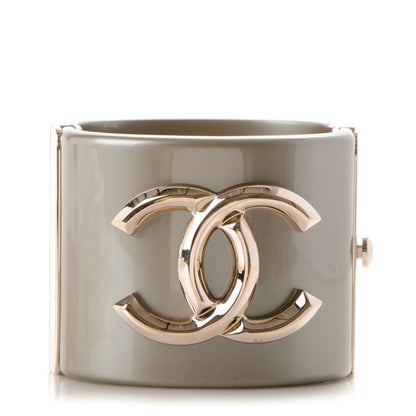 Chanel Resin CC Cuff Gold Pearly White 1 of 4