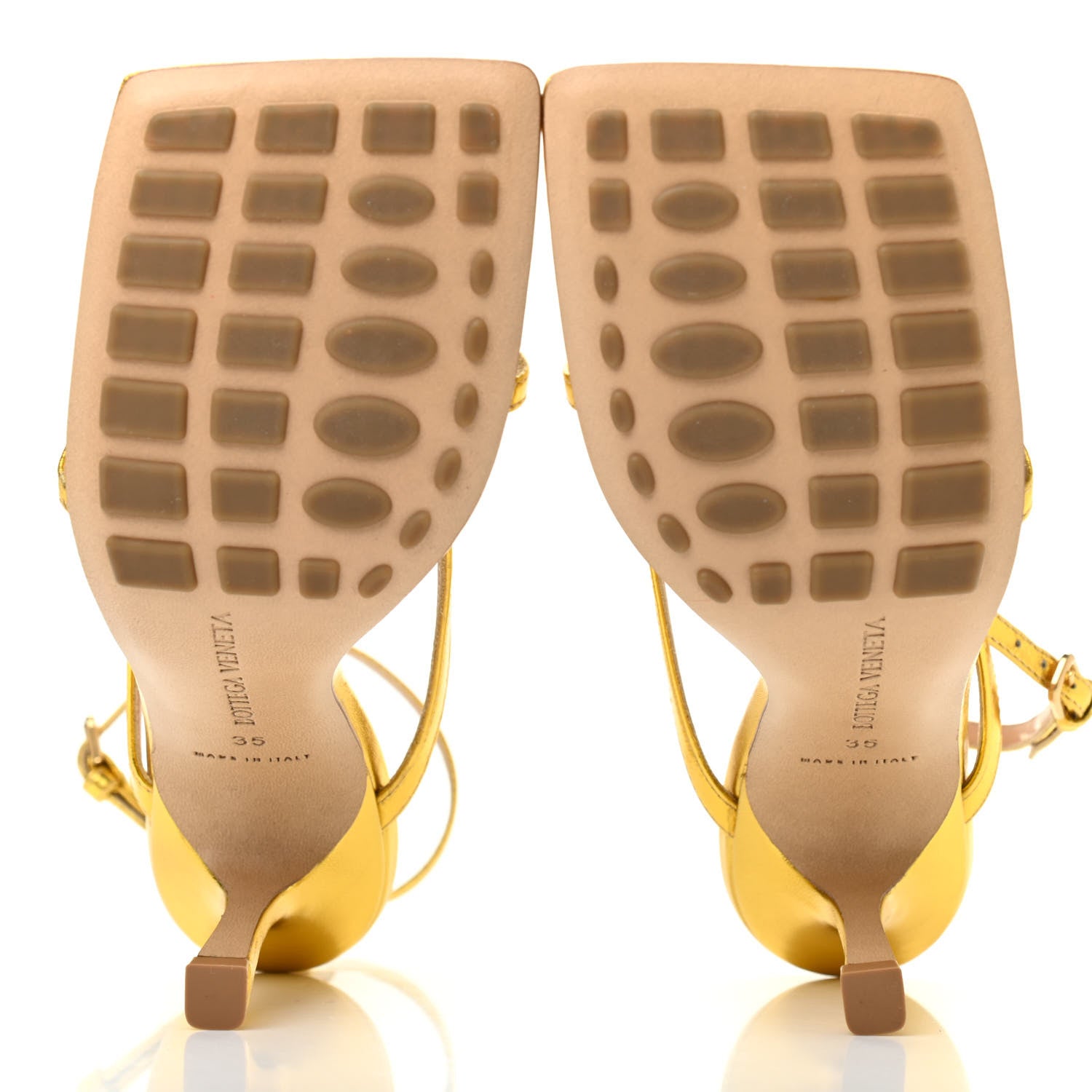 Bottega Veneta Lambskin Stretch Multi Strap 90mm Sandals 35 Gold 5 of 7