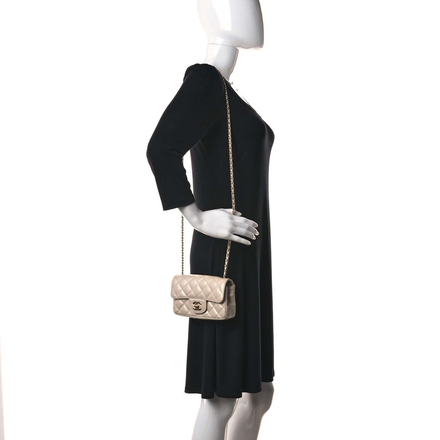 Chanel Iridescent Caviar Quilted Extra Mini Flap Beige 2 of 14