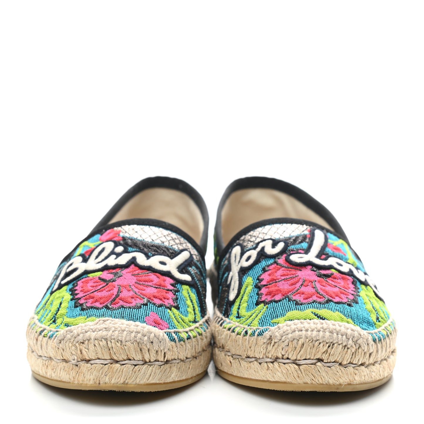 Tapestry Brocade Blind For Love Espadrilles 37 Acquamarine Green Black