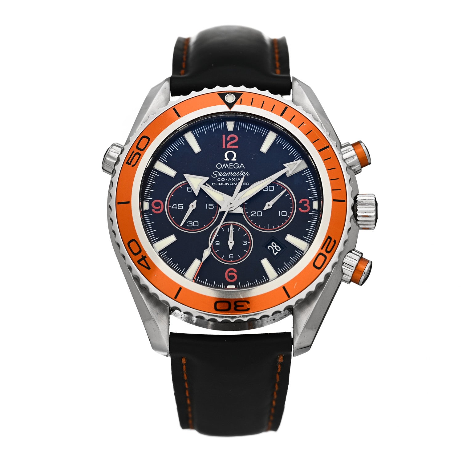 Omega Stainless Steel Calfskin 45mm Seamaster Planet Ocean Chronograph Automatic Watch Black 2918.50.00 1 of 6