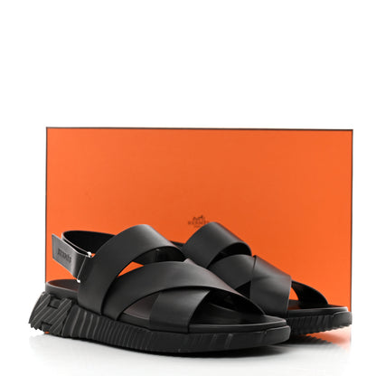 Hermes Calfskin Goatskin Mens Electric Sandals 43 Black 9 of 9