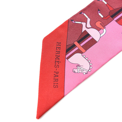 Hermes Silk Rocabar Twilly Rose Vif Bordeaux 3 of 3