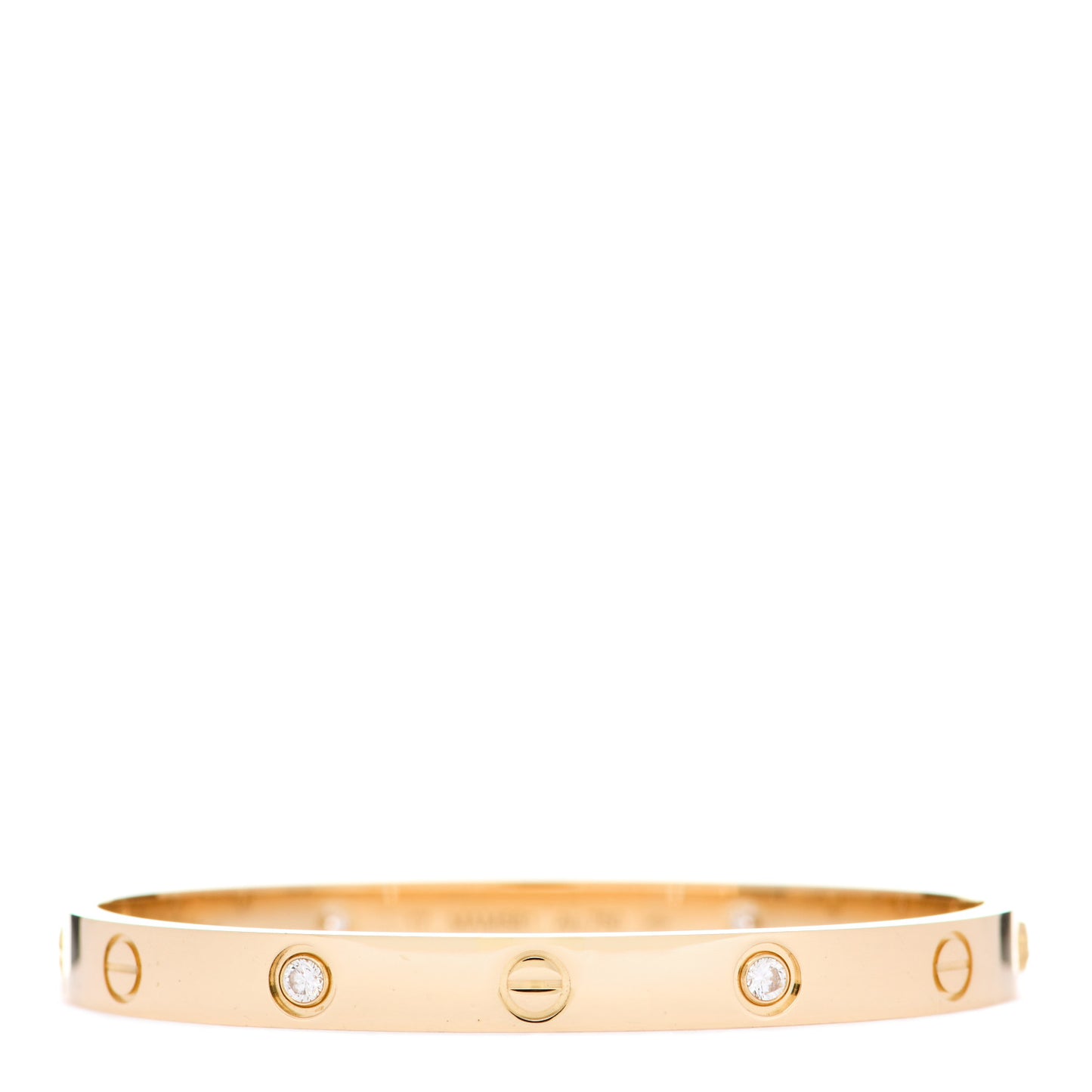 18K Yellow Gold 4 Diamond LOVE Bracelet 17