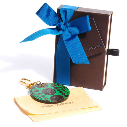 Louis Vuitton Monogram Kusama Pumpkin Dots Key Ring Green 4 of 7