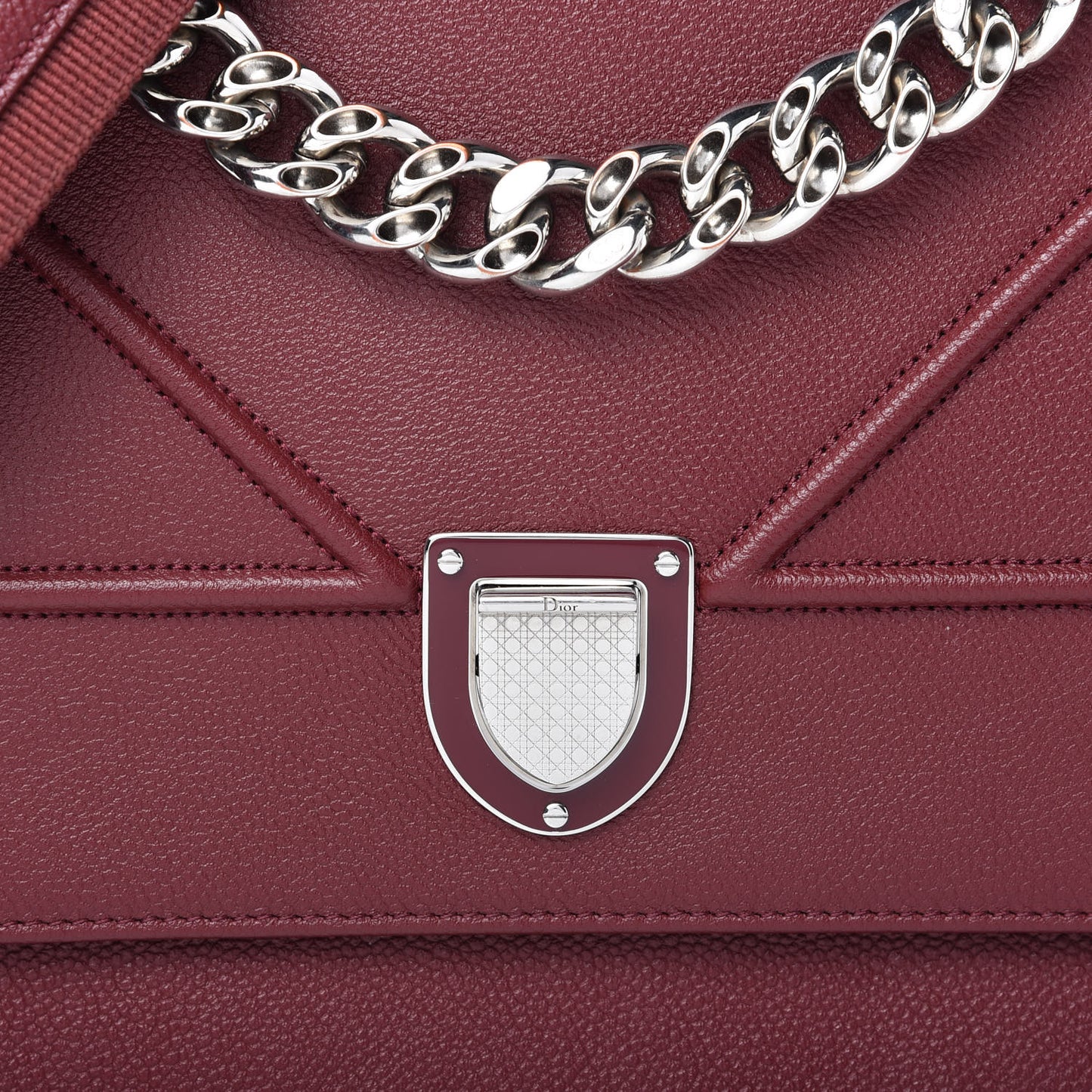 Grained Calfskin Diorama Satchel Burgundy