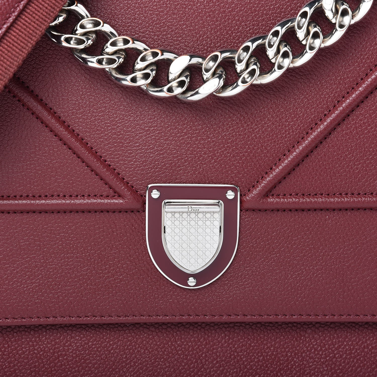 Christian Dior Grained Calfskin Diorama Satchel Burgundy 9 of 9
