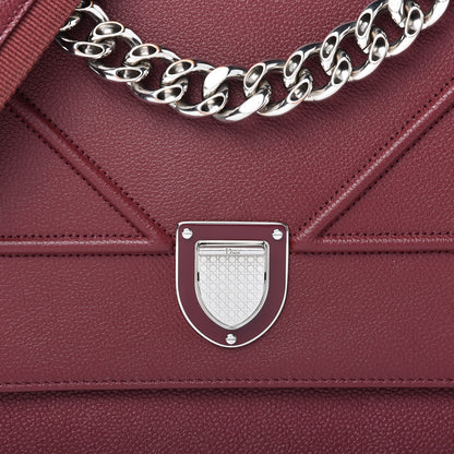 Christian Dior Grained Calfskin Diorama Satchel Burgundy 9 of 9