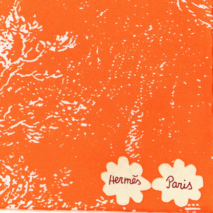 Hermes Silk Gavroche Amis Pour La Vie Pocket Square Scarf Orange Bleu Vert 2 of 3